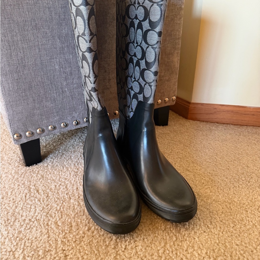 Coach Monogram Black and Gray Boots - Picture 2 of 4